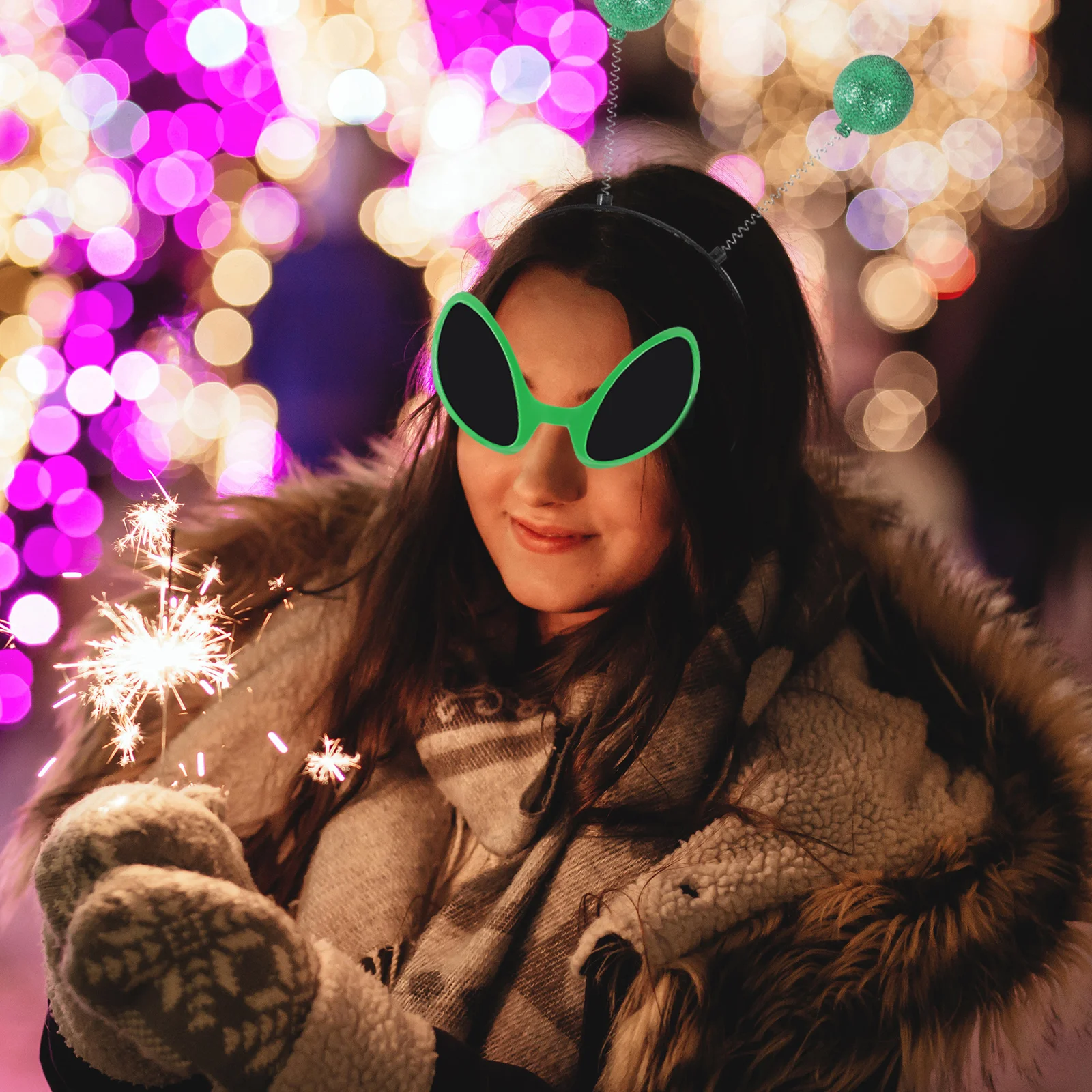 2 комплекта повязка на голову с изображением инопланетянина очки для выпускного