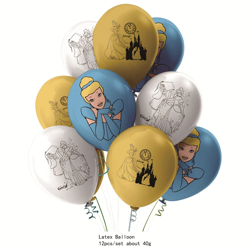 

12 Pcs Cinderella Blue Yellow White Latex Balloons Birthday Party Decor Adult Wedding Decorations Toys Baby Shower Balloons