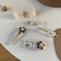 handmade cute camellia hair clip pearl snap button winter sweet hair clips hair accessories for baby girls