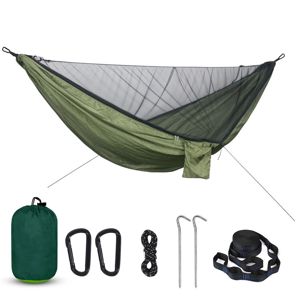 Lightweight Double Person Mosquito Net Hammock Easy Set Up 290*140cm With 2 Tree Straps Portable Hammock For Camping Travel Yard