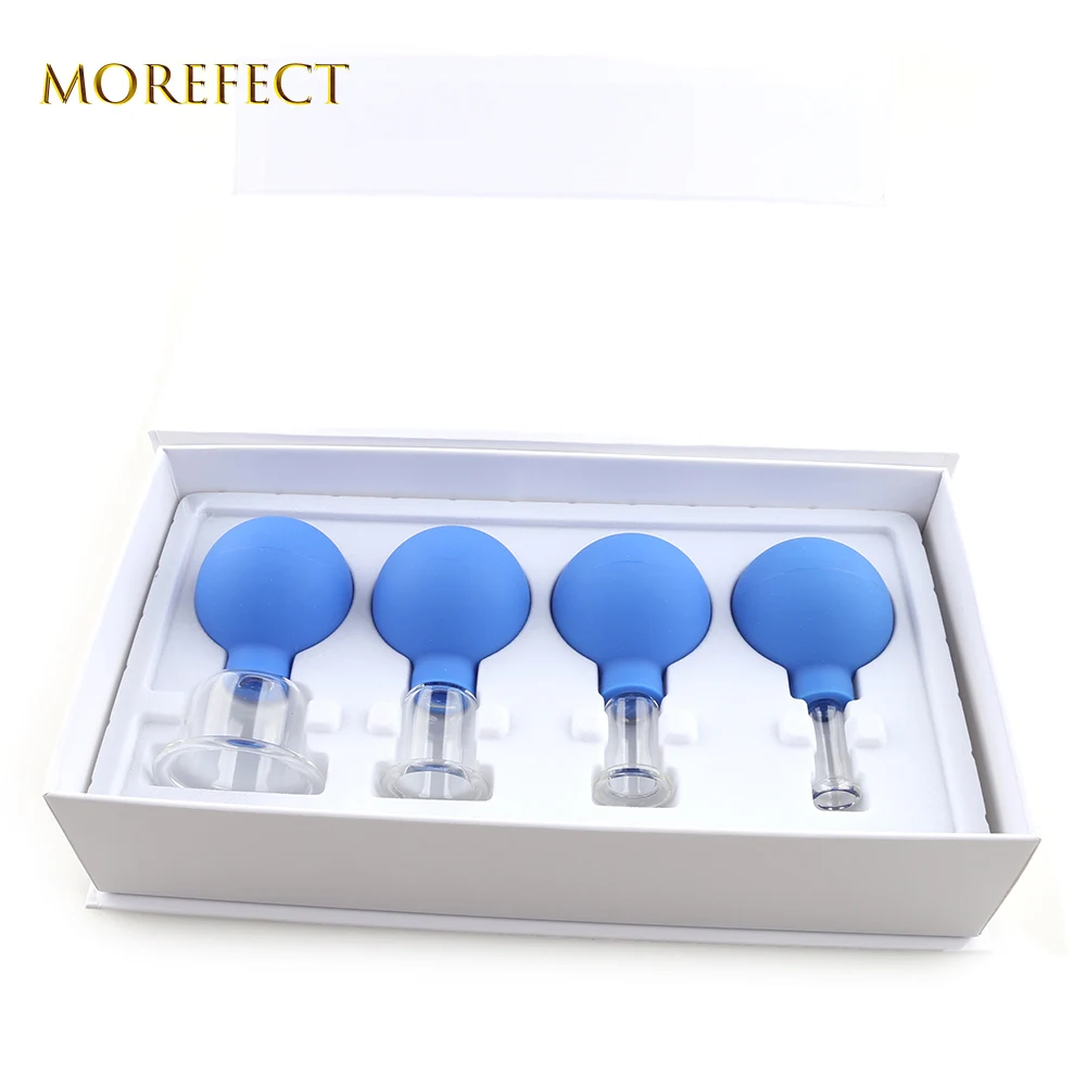 

4pcs Health Massage Vacuum Cupping Cups Set Rubber Head Glass Anti Cellulite Massage Chinese Therapy Face Cupping Set