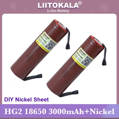 Liitokala 100% новый HG2 18650 3000 мАч перезаряжаемый аккумулятор 18650HG2 3,6 в разряд 20 А батареи питания + DIY никель