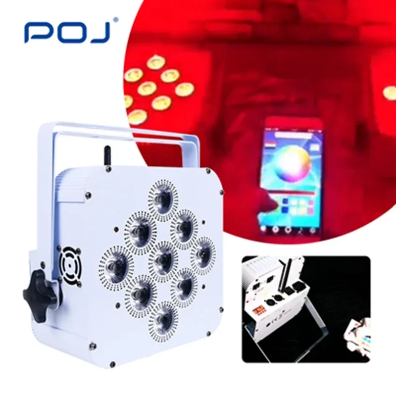 POJ OJ-DP0918 Wash Красочный свадебный белый корпус 9X18 Вт Dj Led Flat Rgbawuv 6In1 Беспроводной