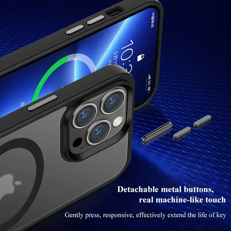Роскошный Матовый Магнитный чехол для телефона с беспроводной зарядкой iPhone 15 14 13