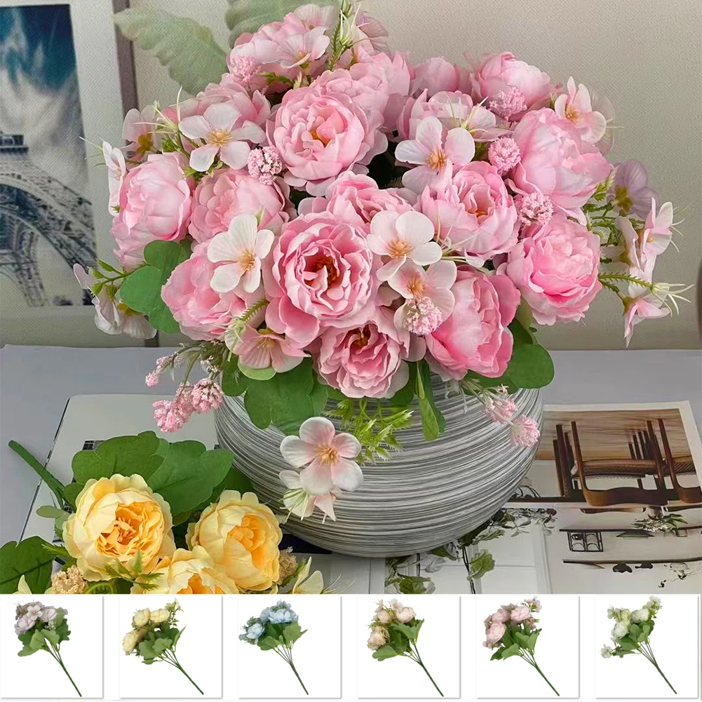 30 см искусственные цветы, шелковые пионы, 5 больших головок, искусственные цветы «сделай сам», украшение для свадебной вечеринки, домашний д...