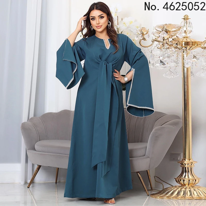 

Рамадан Абая для женщин Dubai 2022 Caftan Marocain с рукавами-фонариками и вышивкой длинное платье-кимоно женское арабское
