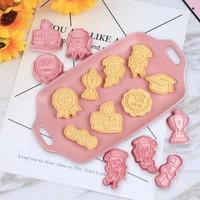8pcsset biscuit mold cartoon easy release pp graduation theme baking mold party supplies