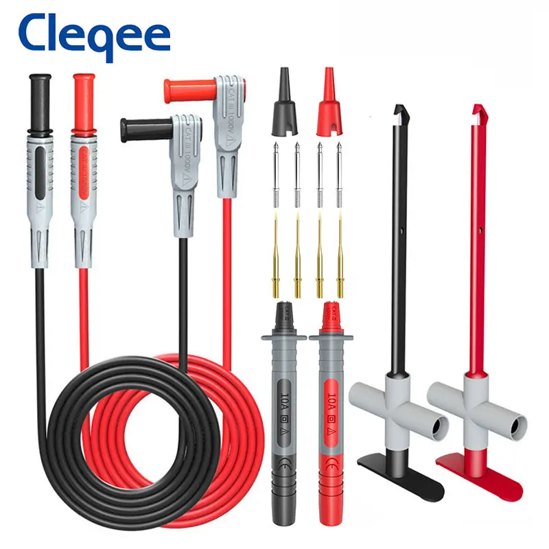 

Cleqee P1200B 16PCS Automotive Puncture Probe Multimeter Test Cable Kit with 4mm Banana Plug Wire Test Probe Replaceable Needle