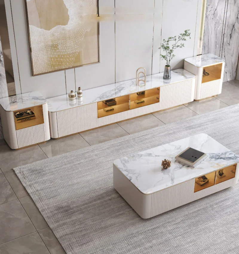 

Tea table TV cabinet, living room, indoor furniture designer, new floor cabinet combination, small family, light luxury TV cabin