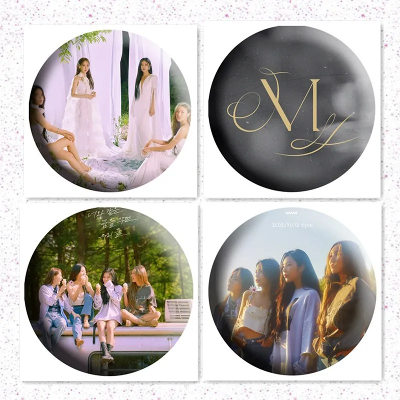 

KPOP MAMAMOO Album WAW Tinplate Badge Mirror Keychain Bag Accessories Backpack Lapel Pins Jewelry MOONBYUL Fans Collection
