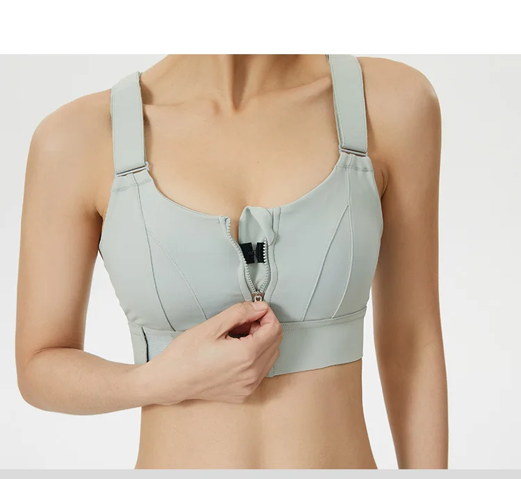 

Sports Underwear Women's High Intensity Shockproof Gathering Running Yoga Zipper Fitness Bra