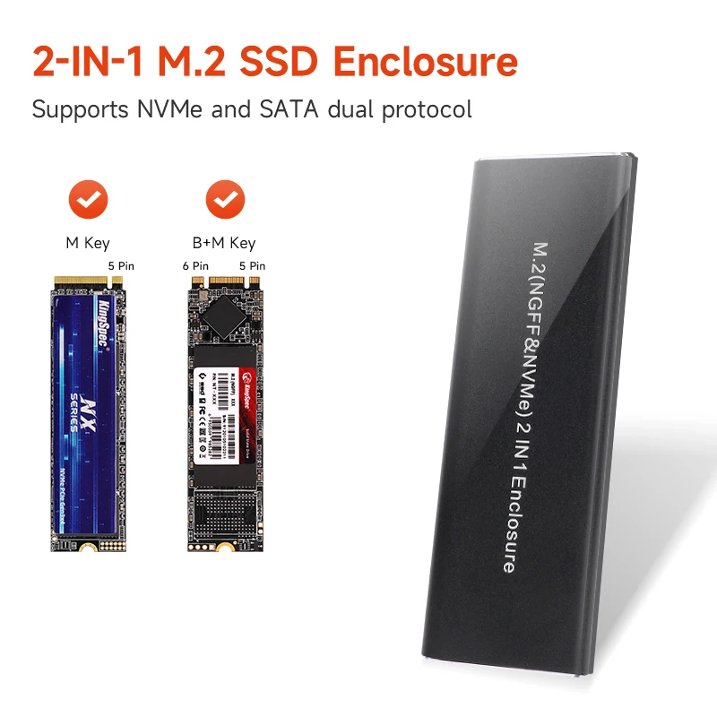 KingSpec M.2 SSD NVMe SATA двойной протокол адаптер USB 3 1 Gen2 10 Гбит/с OTG NGFF 6 Твердотельный