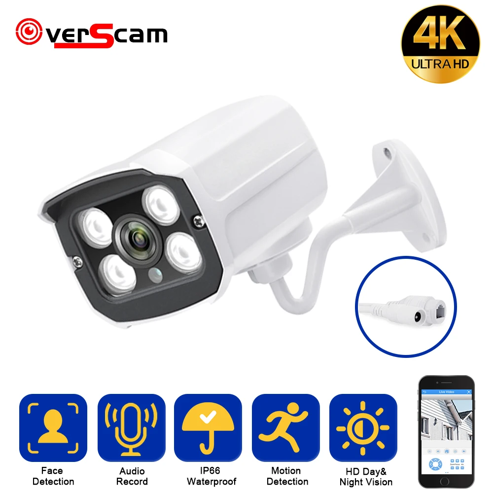 

H.265 8MP POE IP Bullet Security Camera Outdoor Street Waterproof CCTV Vedio Surveillance Camera System Motion Detection IP Cam