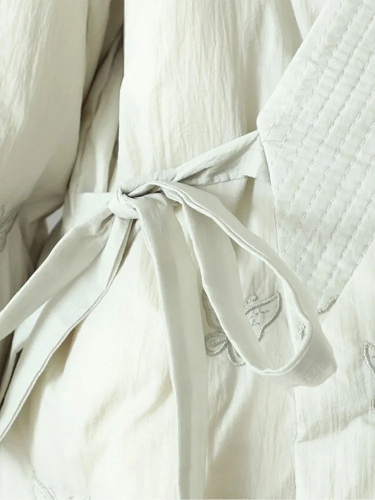 Oversized Butterfly Embroidery V-Neck Autumn Winter Padded Cotton Coat Women Loose Fashion Ladies Jackets Long Sleeve Woman