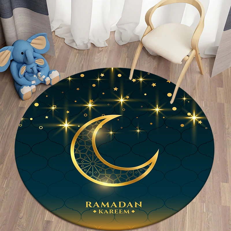 Muslim Prayer Kawaii Printed Round Carpet Children's Living Room Mat Floor Mat Yoga Mat Bedroom Chair Non Slip Mat New Year Gift