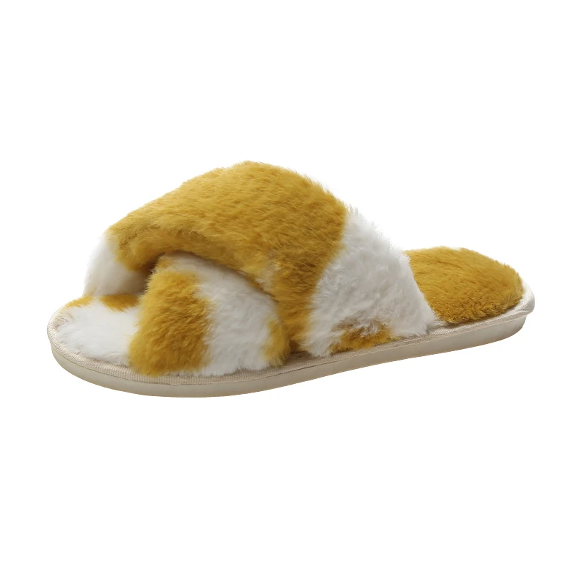 

Plush Women's Slippers Autumn Winter 2022 Fashion Flat Shoes Indoor Home Shoes Mixed Colors Casual Non-slip Shoes of Women