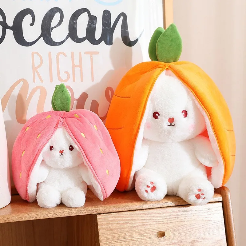 

Kawaii Fruit Rabbit Stuffed Toys Cartoon & Cute Plush Dolls Throw Pillow Birthday Gift For Kids Friends Boys Home Decoration