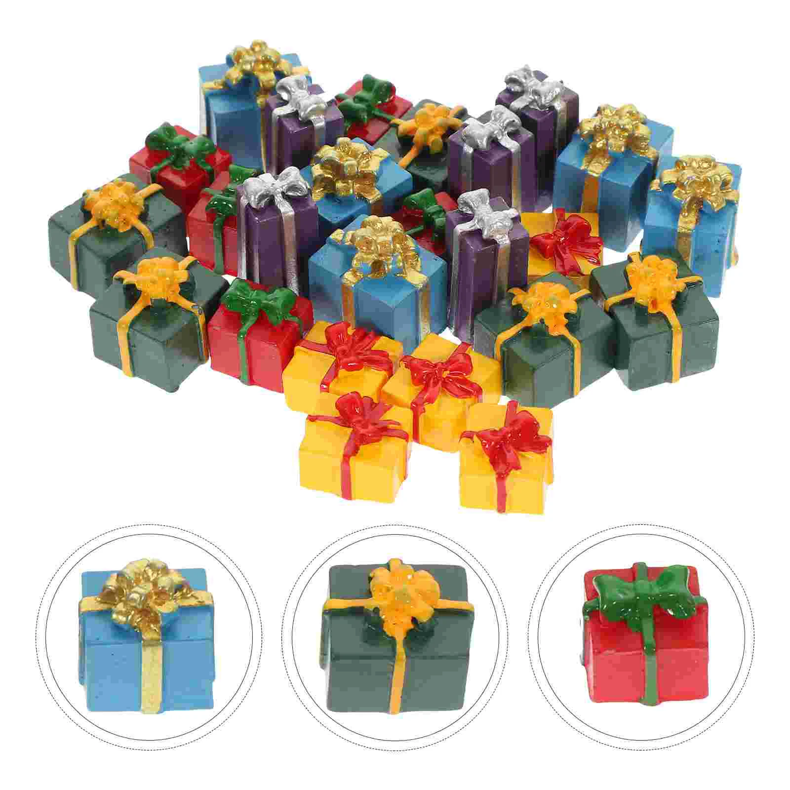 

25pcs House Miniature Gift Box Simulated Mini Gift Box Model House Resin Gift Box