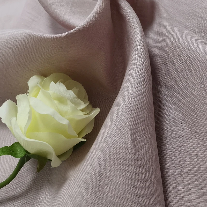

Summer Flesh Pink Washed Pure Linen Advanced Custom Shirt Dress Pants Fabric