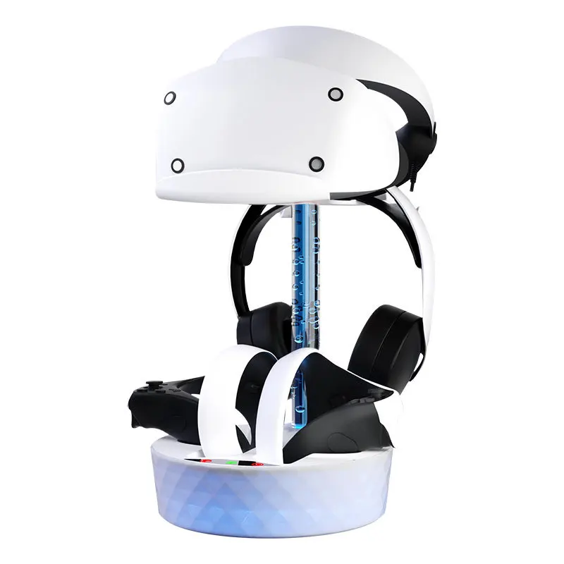 

For PS VR2 magnetic absorption rainbow charging stand for PSVR2 handle seat with colorful RGB light can store glasses headset