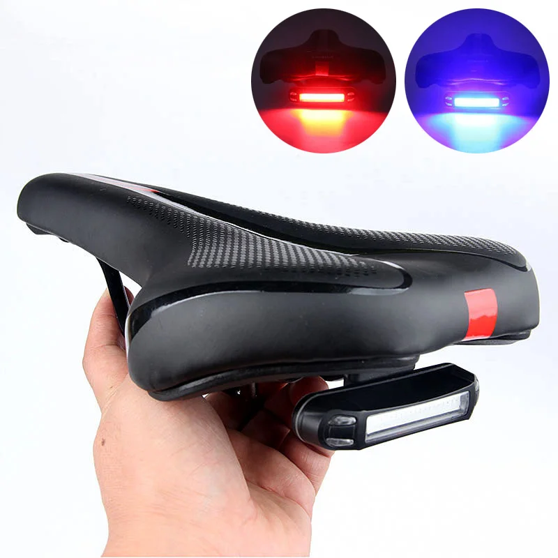 

Седло для шоссейного велосипеда, дышащее мягкое сиденье с предупреждающим задним фсветильник Рем, зарядка через USB, для горных велосипедов ...