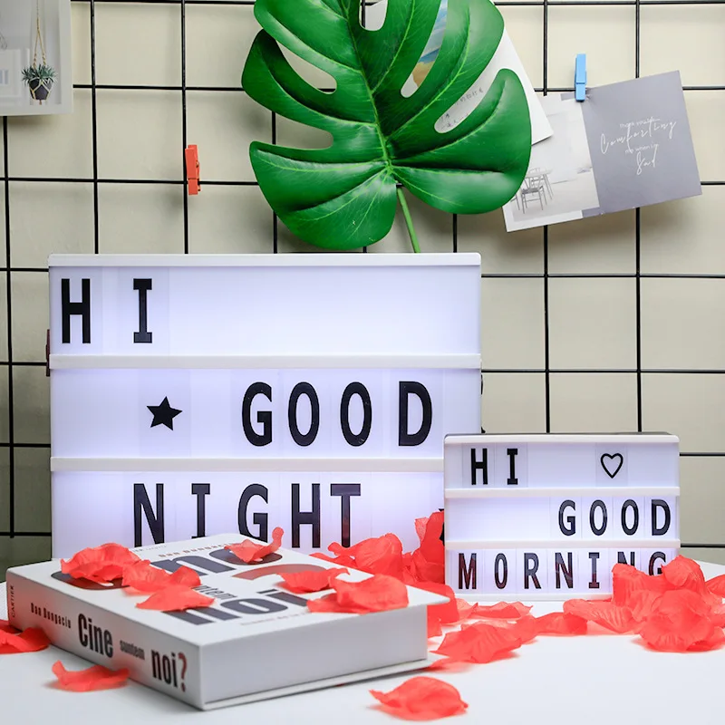 

3Size Cinema Light Box DIY 96Cards Wall Mounted Sign Lamp USB Powered Message Atmosphere Light IP55 Landscape Lamp For Garden