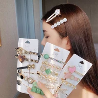 korean version of the new super fairy pearl hairpin set girl side clip one word hairpin bangs retro light luxury headwear
