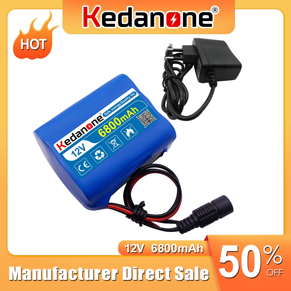 

12V 6800mah Battery 18650 6.8 Ah Li-ion Rechargeable Battery with BMS Lithium Protection Board 18650 Battery pack+12.6V Charger