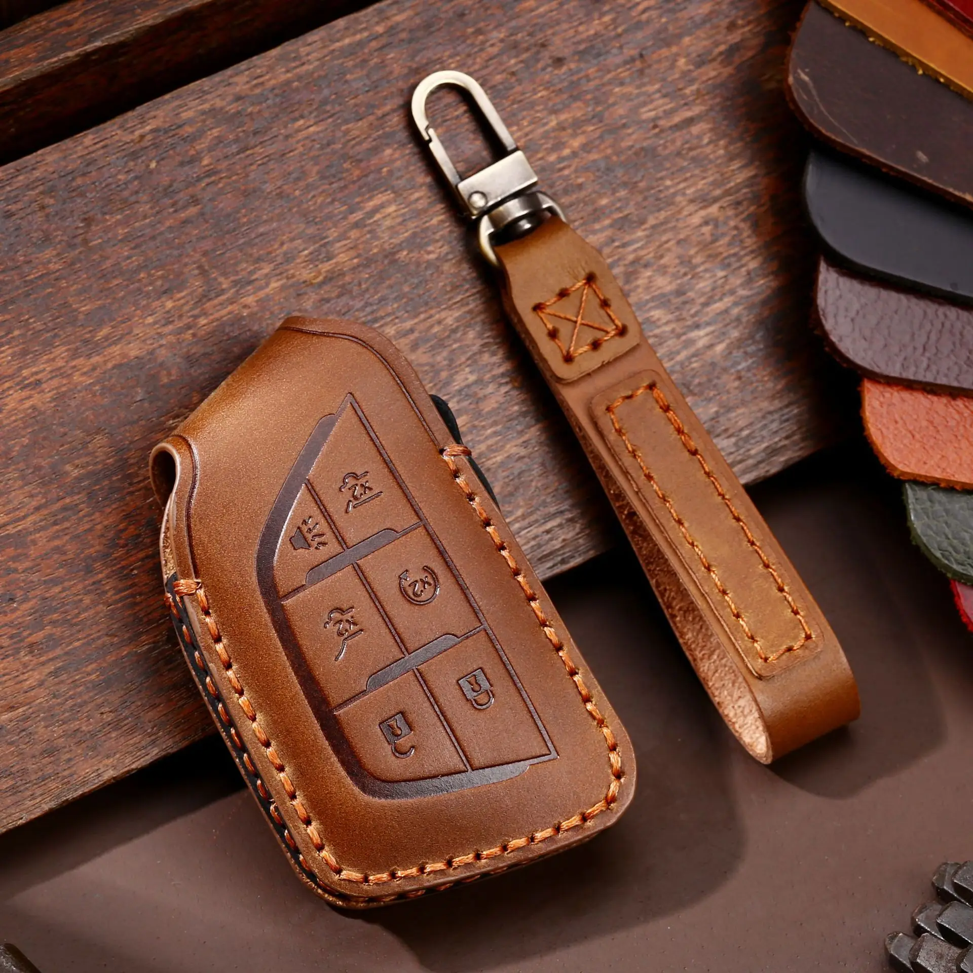 

Genuine Leather Car Key Case Cover Fob Shell for 2020 to 2022 Cadillac ATS CT5 CT6 XT4 XT5 XTS Car Accessories