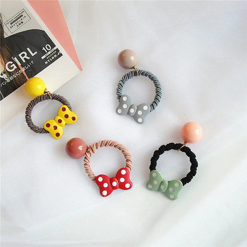 

Sweet Cute Kids Elastic Hair Bands Polka Dot Bow Hair Rope Hair Tie for Baby Girls Headwear Hair Accessories
