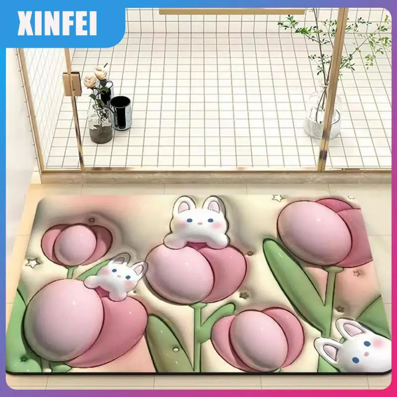 

Home Decor Absorbent Mat Quick Dry Expansion Floret Mat Printing Anti-slip Floor Rug Bathroom Accessories Flower Floor Mat