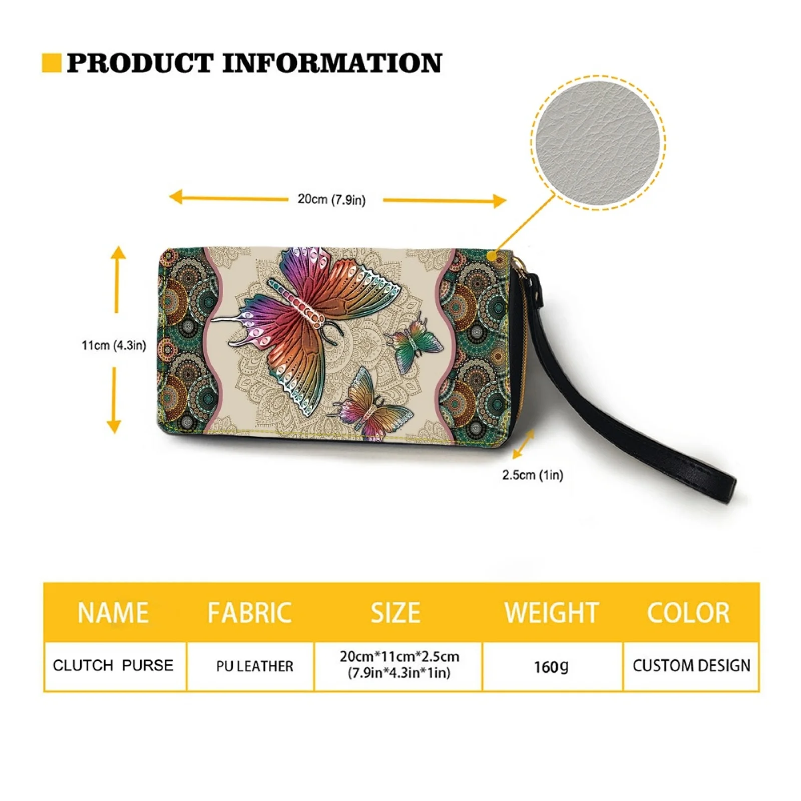 Belidome Mandala Butterfly Wristlet Clutch Cell Phone Wallet for Women PU Leather Card Holder Multi Card Organizer Wallets Purse