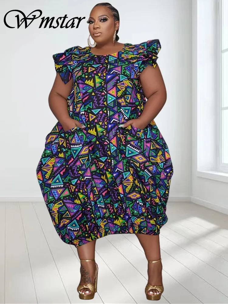 Женские свободные платья Wmstar элегантное Однотонное Платье макси с принтом и