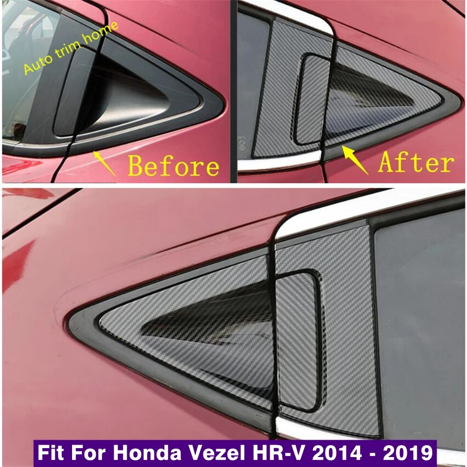 Accesorios para puerta trasera, manija de vidrio, cubierta de decoración de cuenco, ajuste para Honda Vezel HR-V 2014-2019, aspecto de fibra de carbono Exterior