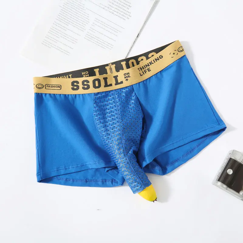 Man Elephant Nose Sexy Lingerie Boxers Bulge Mesh Pouch Front Hole Underwear Summer Breathable Enhance Underpant scrotal support
