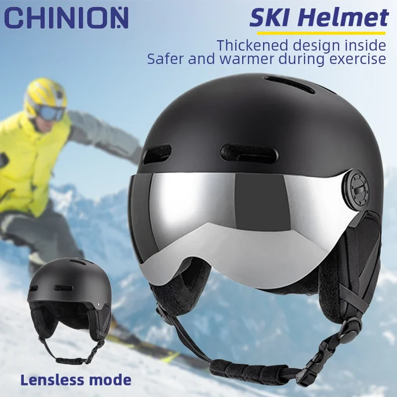 

Adult Ski Helmet Thermal Warm Cycling Helmet Ultralight Anti-collision Skiing Skateboard Snowboard Helmets with Goggles for Men