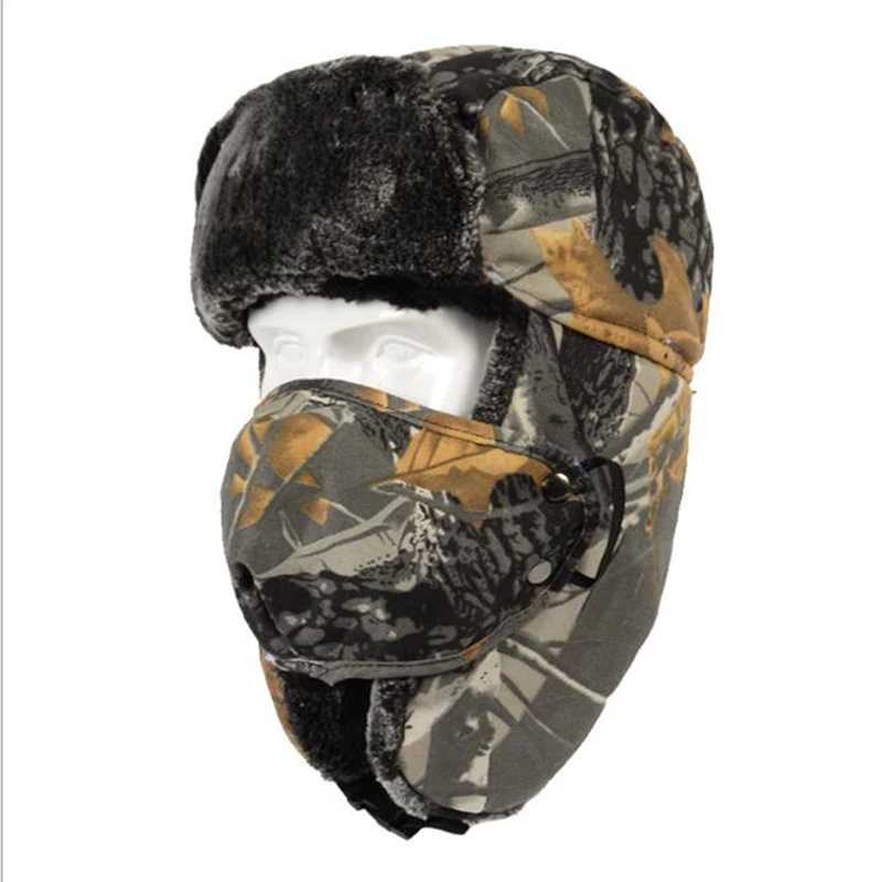 Lei Feng Cap for Men Women Winter Hunting Hat Bionic Camouflage Hiking Caps Outdoor Hunting Thermal Warm Caps Ear Windproof