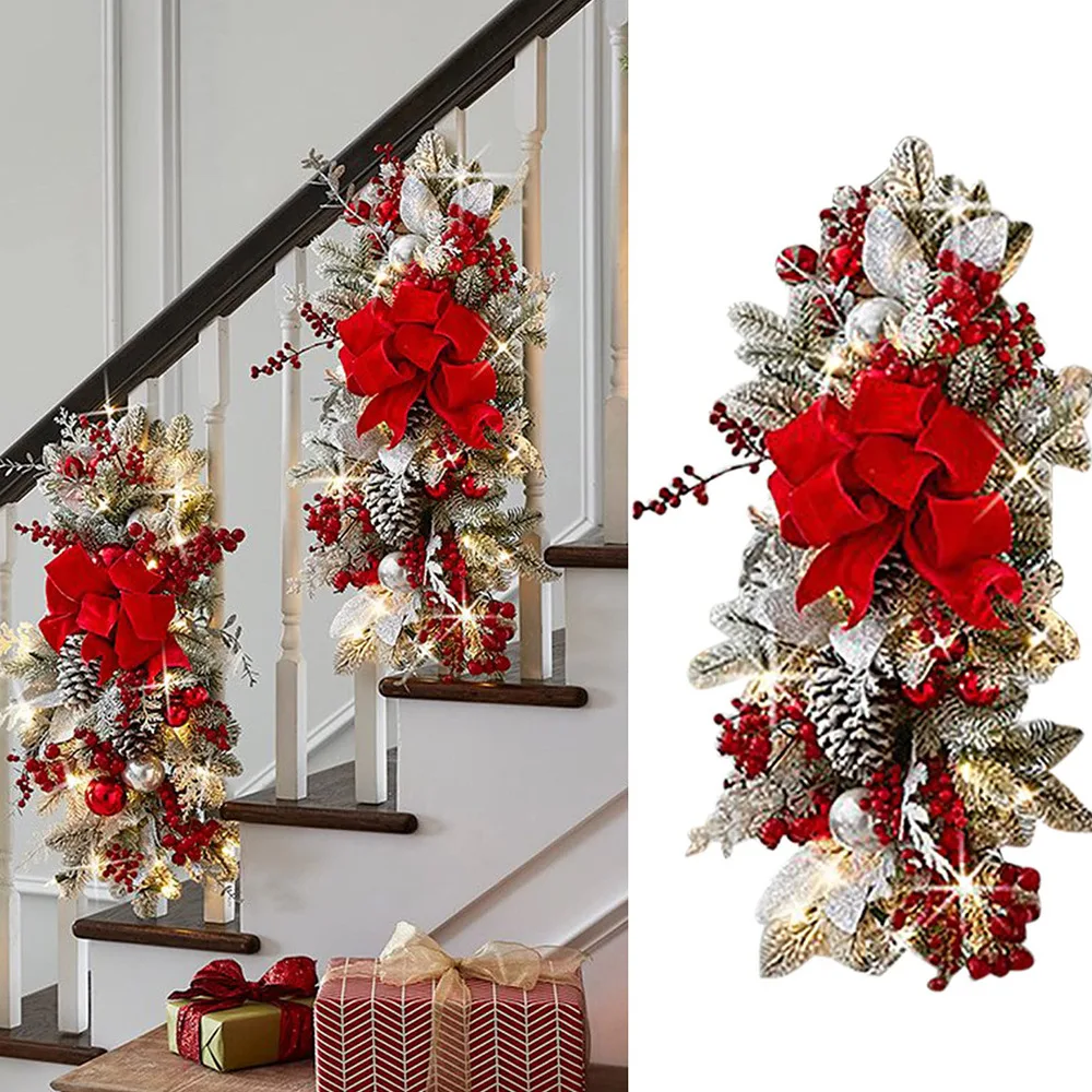 

2023 Christmas Door Pendant Scene Layout Christmas Wreath Home Decoration Door Hanging Stair Wreath Wall Hanging Christmas Decor