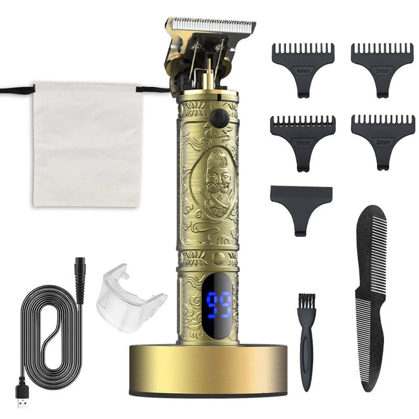 

Hair Cutting Machine Hair Clipper Professional Trimmer for Men Retro Engraving All Metal LCD Display Fast Hair Trimmer