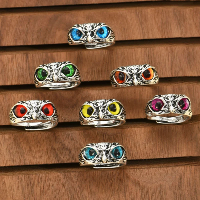 

Devil's Eye Owl Ring Adjustable Opening Vintage Finger Ring Women's Jewellery Gifts