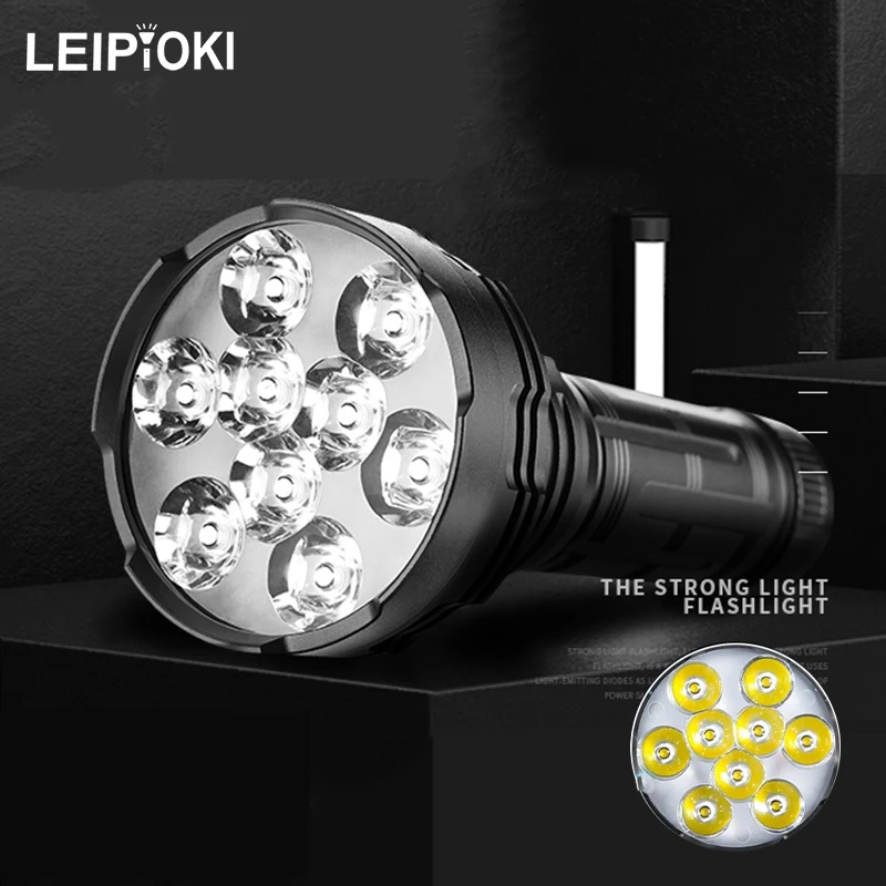 Мощный перезаряжаемый светодиодный фонарик с 9 фитилями USB-выход тактический