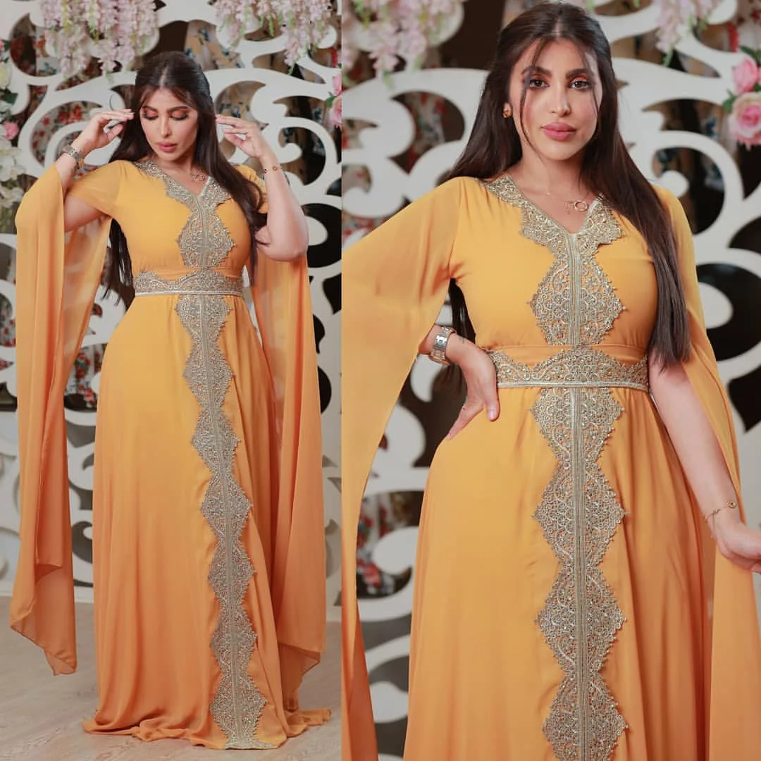 Summer 2023 Women's Clothing New Muslim Gown Embroidered Chiffon Dubai Abaya Arab Islamic Women with Belt Evening Dress Ramadan