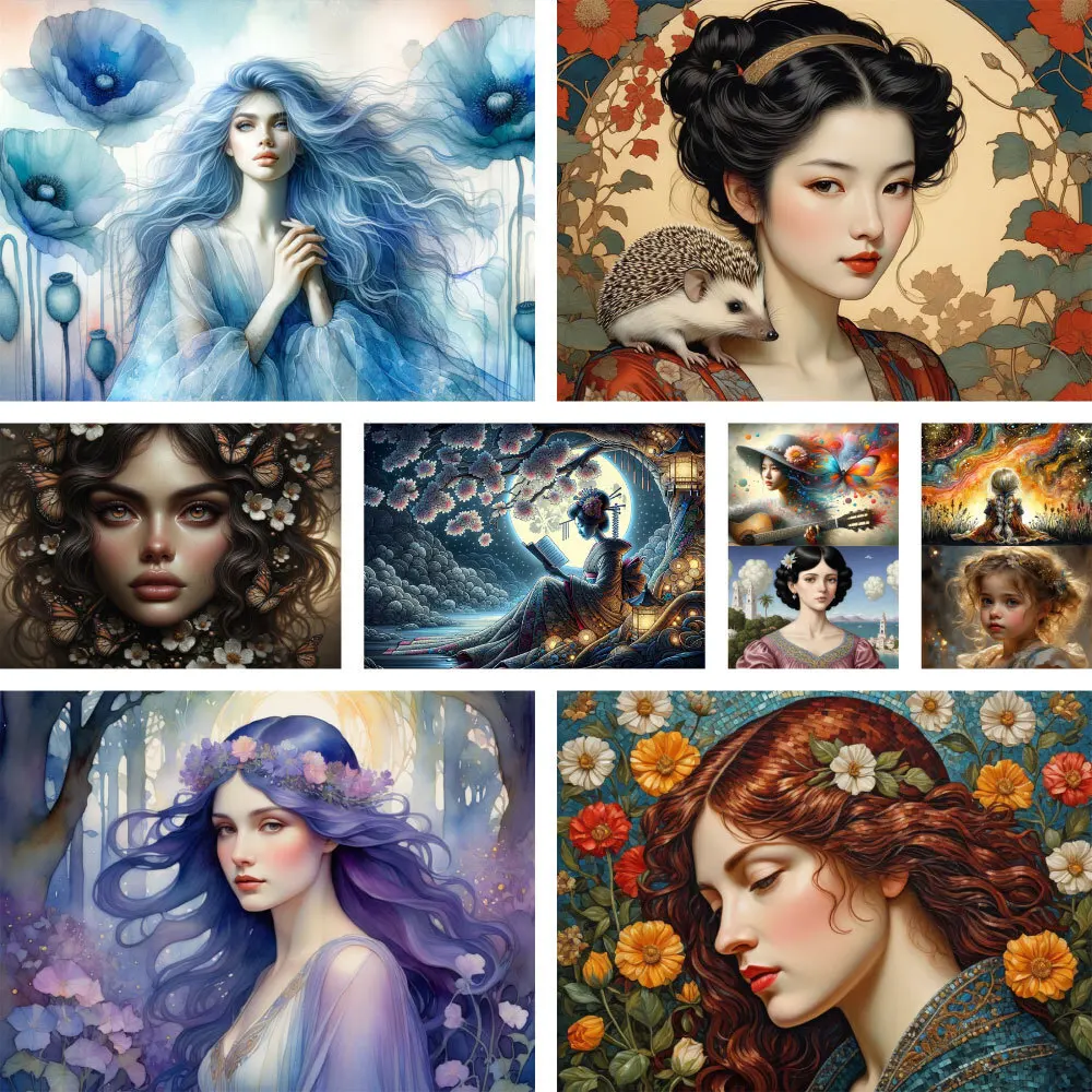 Портрет красивая девушка ткань с принтом набор для вышивки крестом вышивка