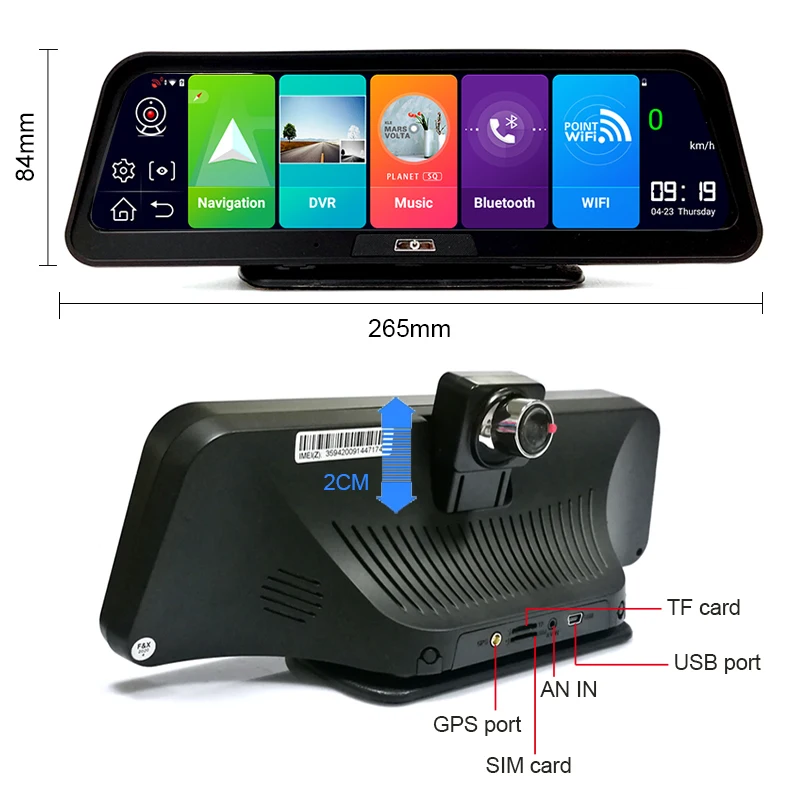 Anfilite 10-дюймовый Android приборная панель с двойным объективом парковочный монитор