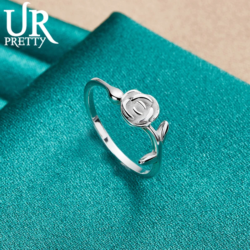 

925 Sterling Silve Jewelry Adjustable Opening Fashion Flower Ring for Woman Party Engagement Wedding Anniversary Charm Gifts