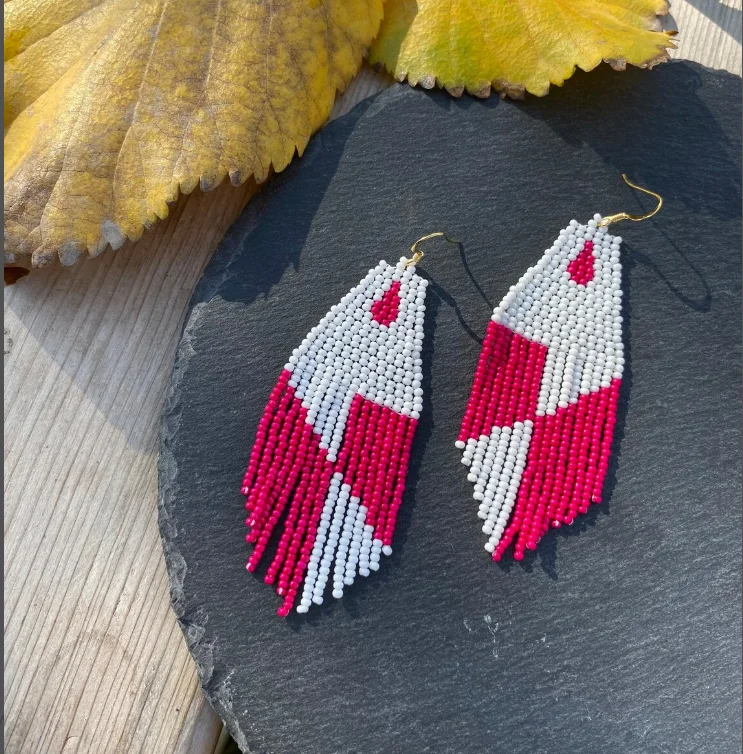 Серьги из бисера кисточки геометрический дизайн блока оригинальное ручное