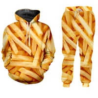 ifpd mens sets 3d fashion fries print streetwear casual tracksuit matching burger sport pants young style oversized 6xl dropship