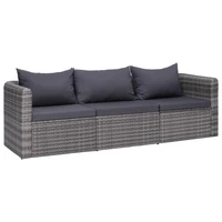 outdoor patio day bed furniture seating 3 piece garden sofa set with cushions gray poly rattan