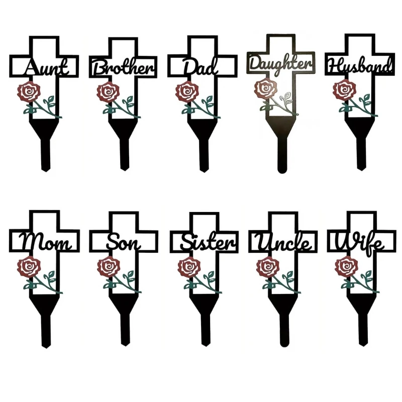 

Metal Garden Yard Stake Cemetery Decorations for Grave Metal Pile Memorial Plaque Stakes Cemetery Pile