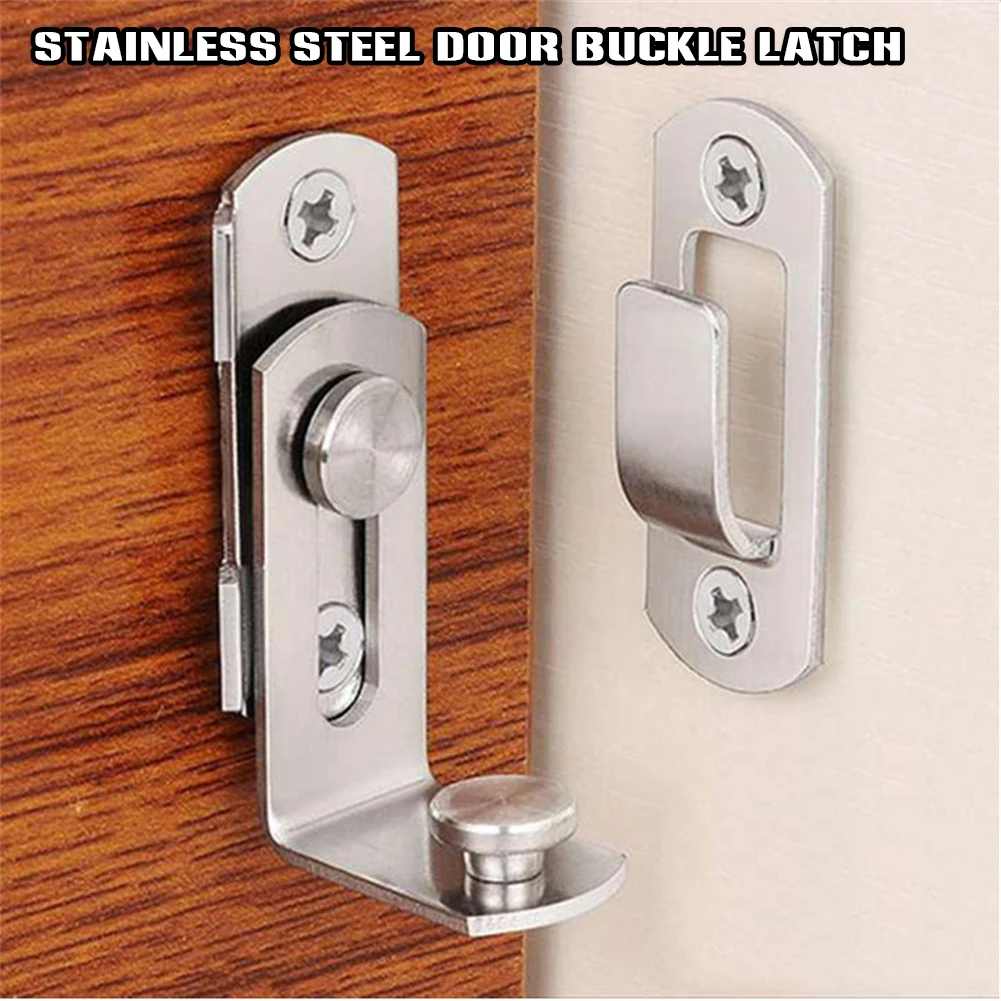 

Stainless Steel Door Buckle Latch 90 Degree Right Angle Sliding Door Chain Locks Door Lock Replacement Parts Durable JS22